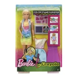 MATTEL Barbie Crayola Stamp Fashion, Abiti Lavabili, Timbri E Applicatore