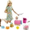 MATTEL Barbie Puppy Party Festa Con I Cuccioli, Bambola Con Cagnolini E Tanti Accessori