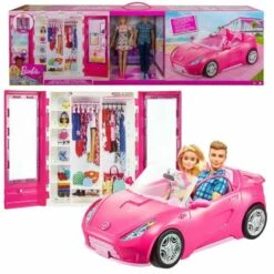 MATTEL Barbie E Ken, Maxi Set Che Include Bambole, Macchina E Armadio