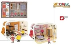 Stanza Arredata In Legno- Playset Casa Con Accessori