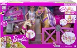 MATTEL Il Ranch Di Barbie, Bambola Con Cavalli E 20 Accessori