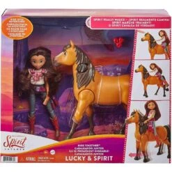 MATTEL Spirit Bambola Con Cavallo Che Cammina, Lucky E Spirit Cavalcando Insieme